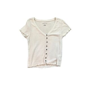 American Eagle White Ribbed Crop Top
